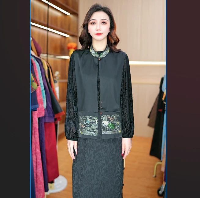 5085-10新款中式刺绣时尚马甲外套