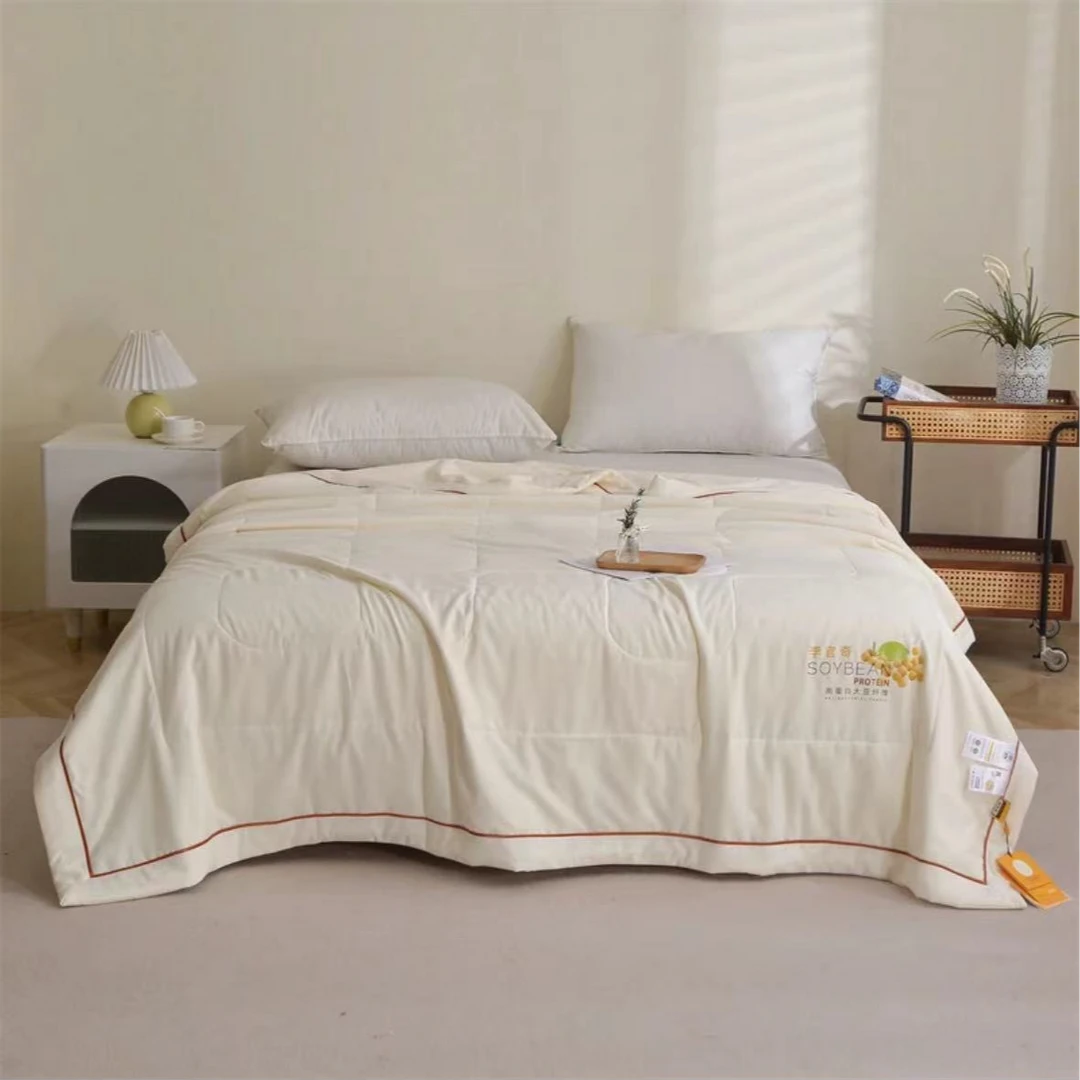 华夫格A类提花大豆纤维夏凉被四季被简约透气