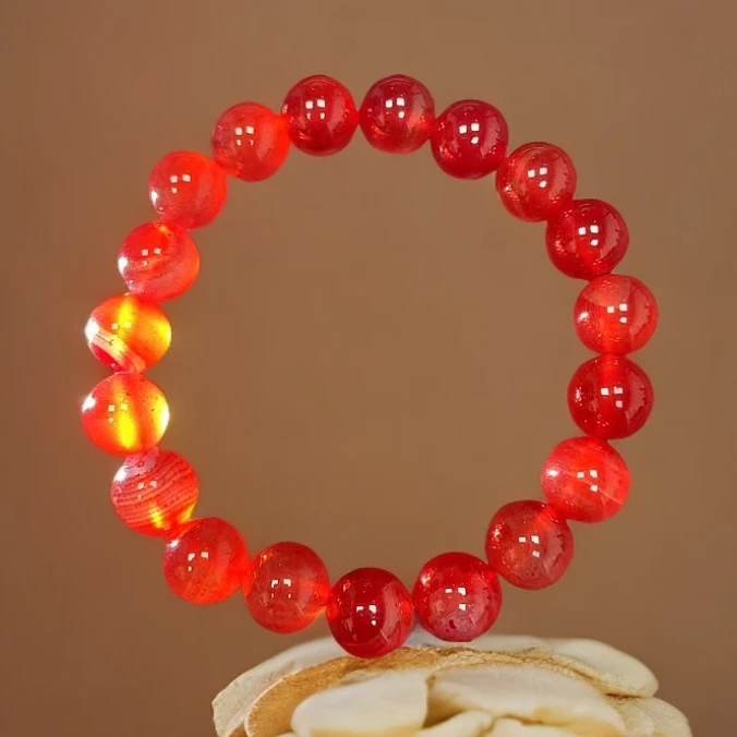 特色料金瞳血丝卡10mm19颗玛瑙手串天然珠宝小众-多样性发一件