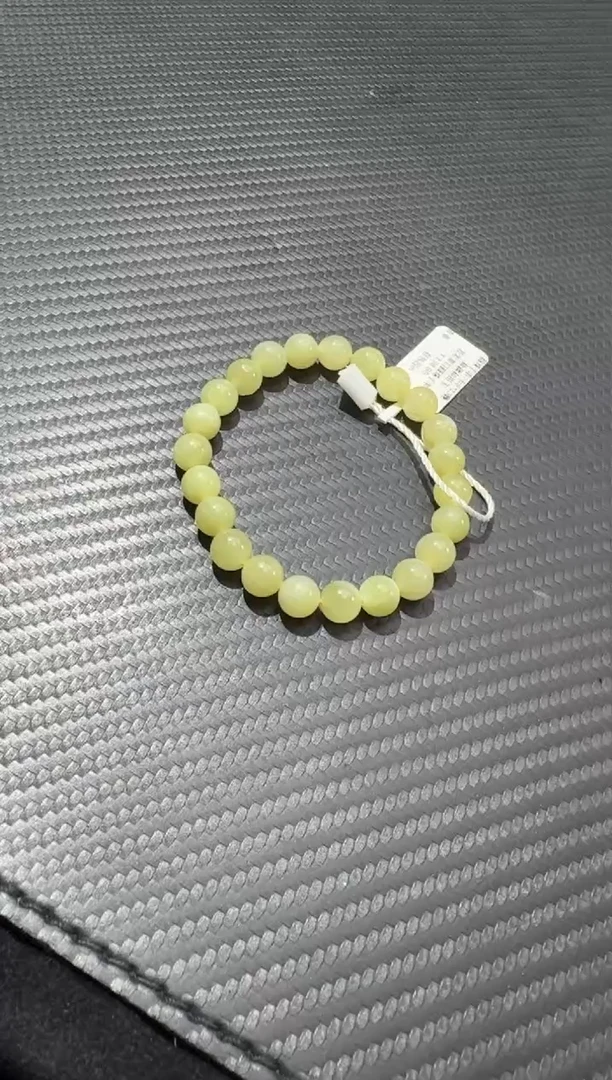 未镶嵌手串和田玉若羌微色差黄口卡8手串