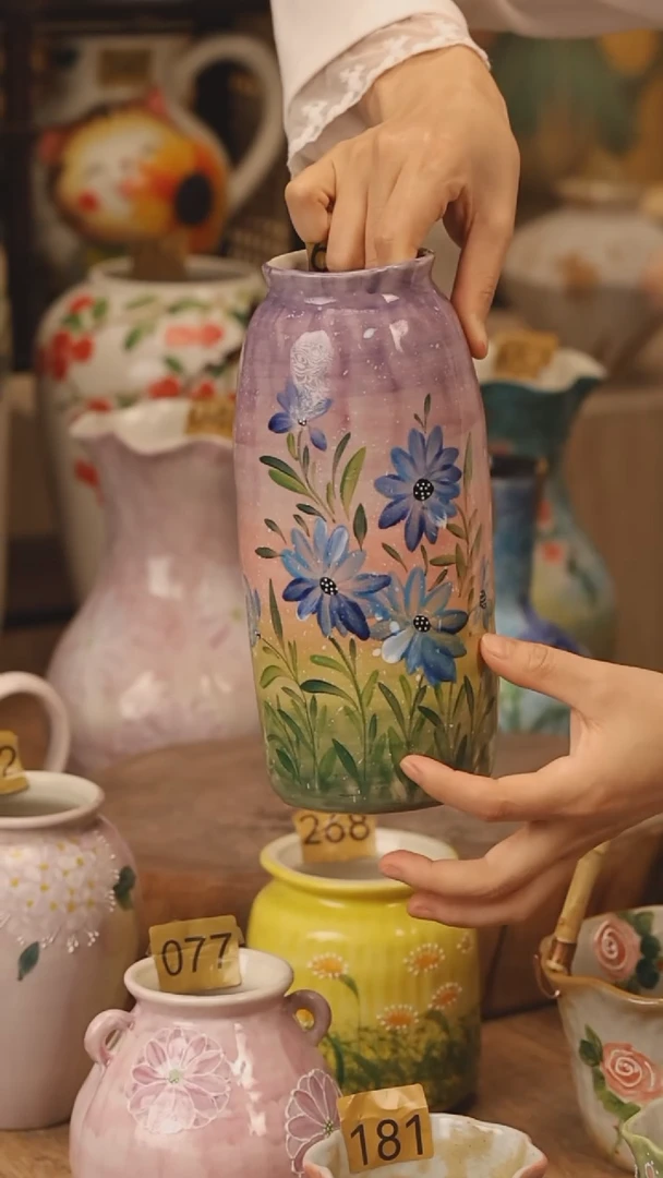 陶瓷景德镇设计师手作花器摆件侘寂风@M635@