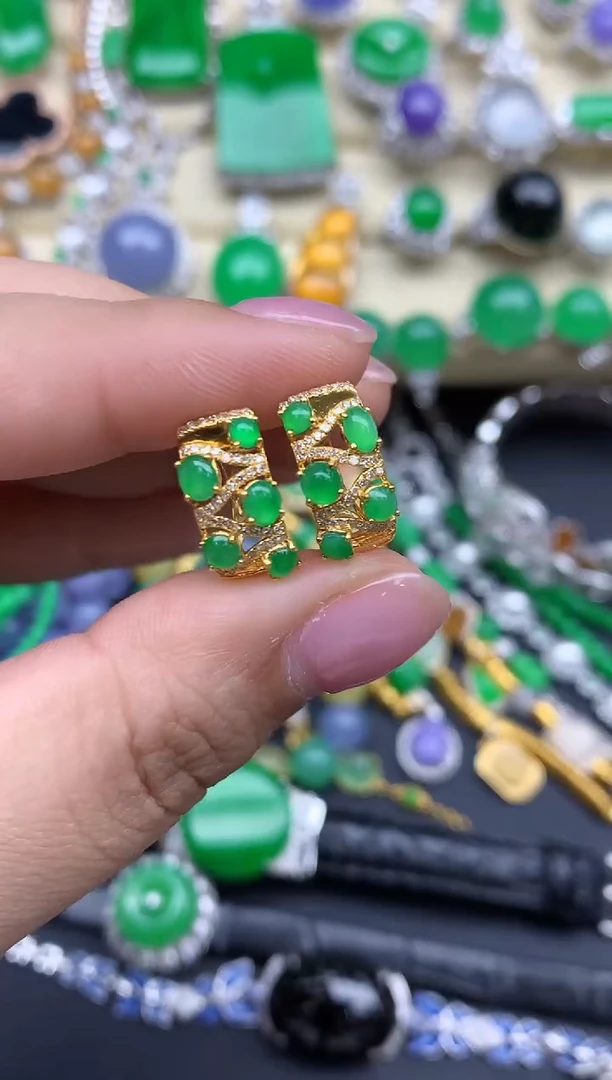 【闪购商品】翡翠耳饰18K金镶嵌617-中国好珍宝