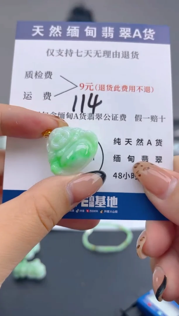 颈饰18K金镶嵌翡翠纯天然缅甸翡翠A货