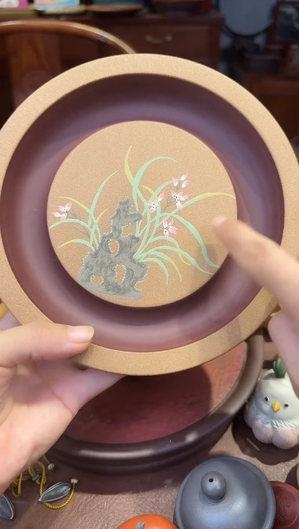 紫砂茶宠紫砂兰花壶承