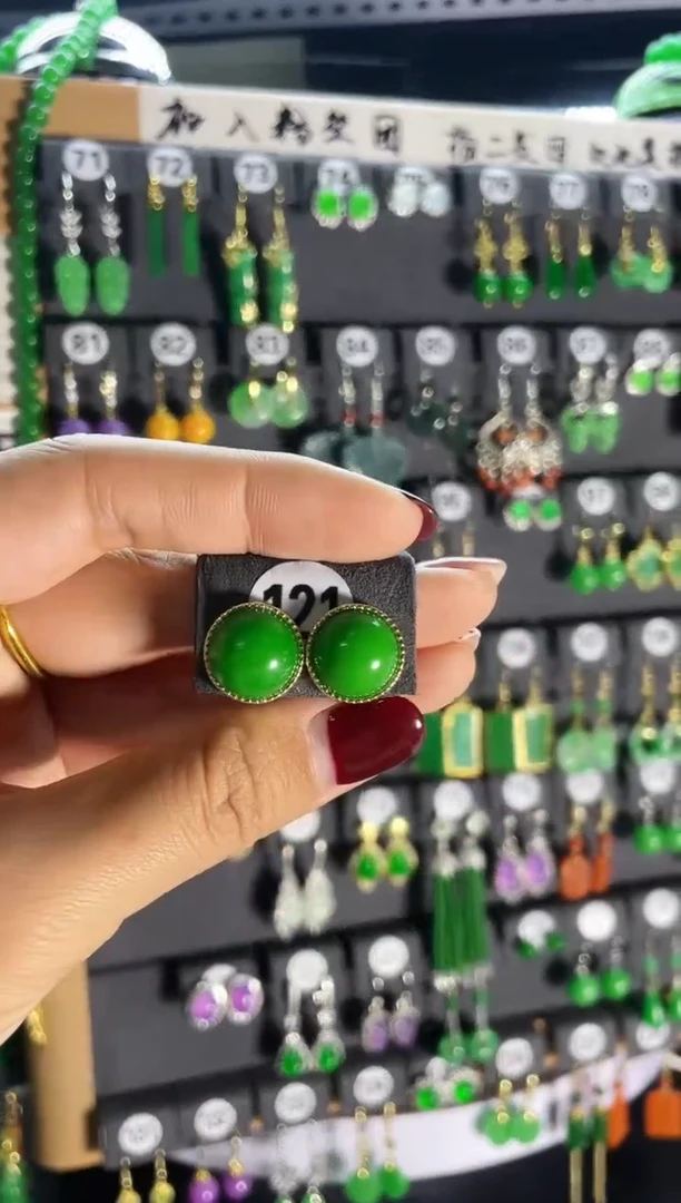 【闪购商品】翡翠耳饰银S925镶嵌121..