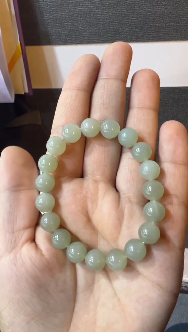 未镶嵌手串和田玉且末近矿高清白手串（产地直发）