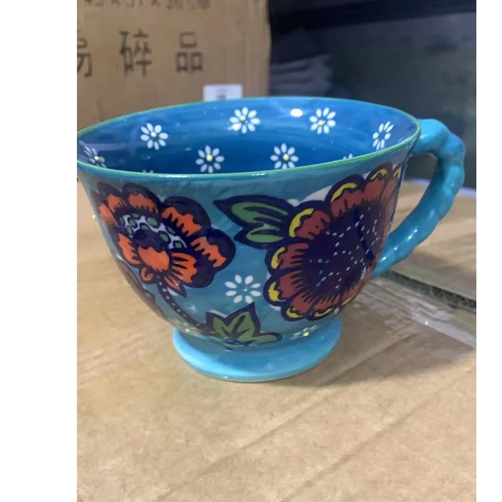 陶瓷手绘浮雕早餐杯