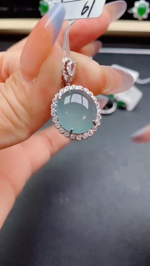 翡翠银S925镶嵌吊坠(赠链)50850