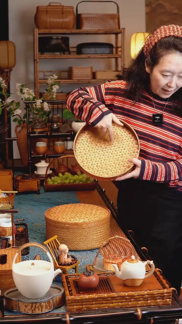 上下 托盘非遗竹编