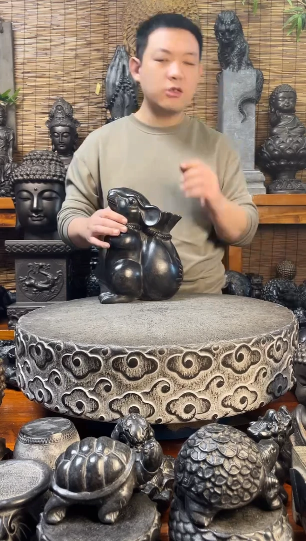 石材30福袋老鼠天然青石雕刻