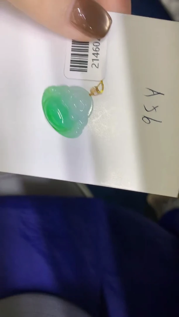 颈饰18K金镶嵌翡翠缅甸天然翡翠A货