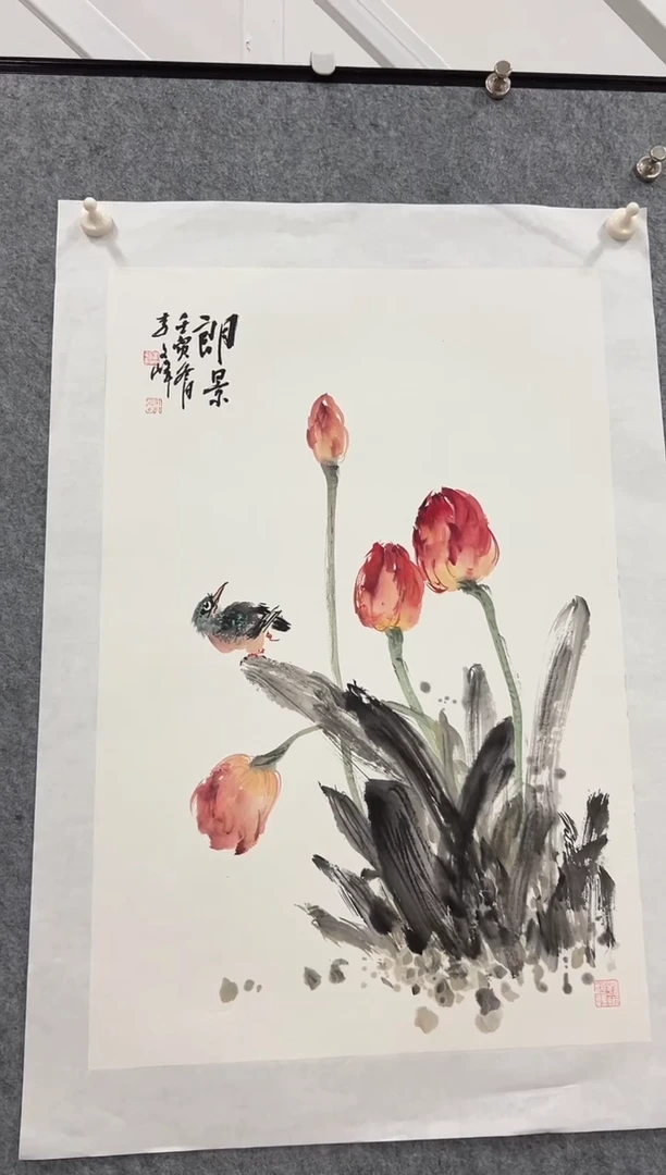 国画李文峰2.7平尺花鸟