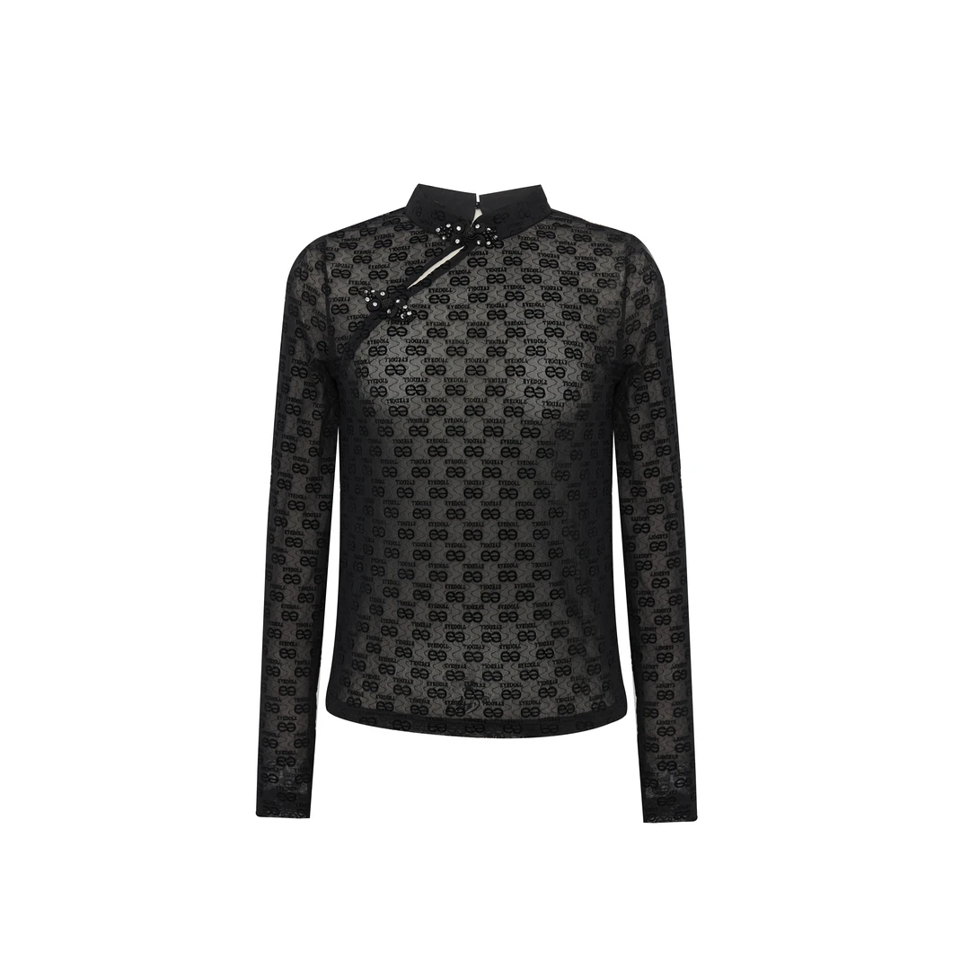 【蜜思仝粉丝专享】EYEDOLL24秋季新款新中式盘扣植绒打底衫