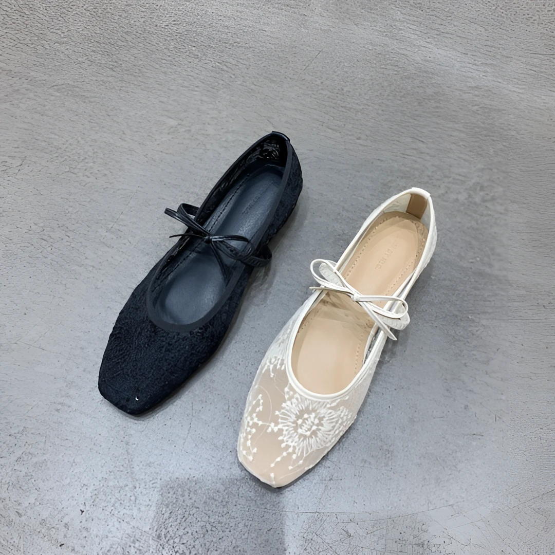 梦梦家 798-12 法式气质蕾丝玛丽珍鞋女2025新款镂空晚晚单鞋