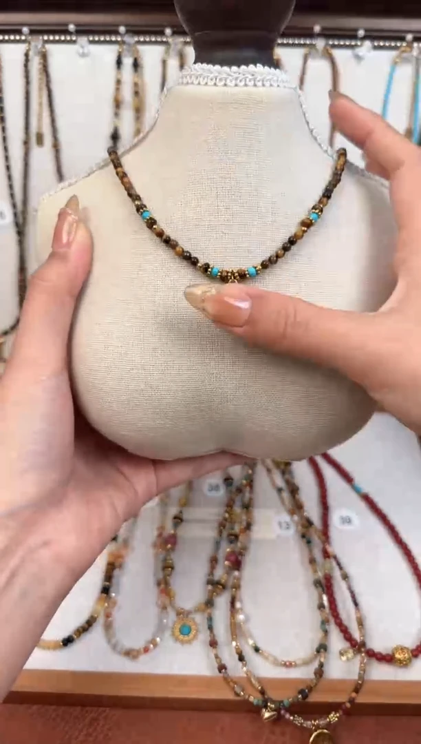 项链钛钢石英质玉虎松45厘米