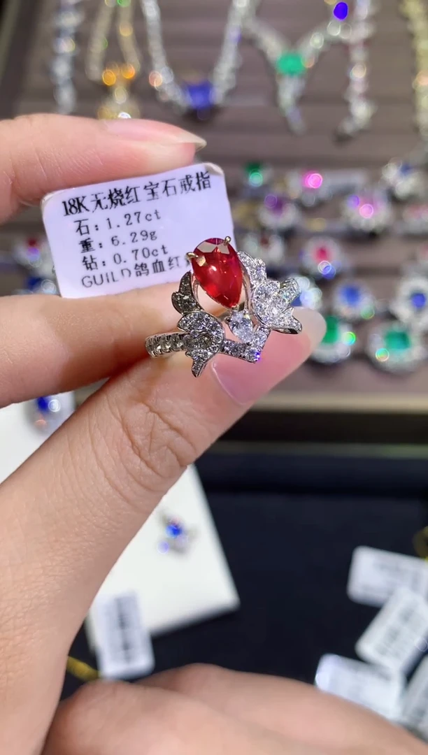 无烧戒指18K金镶嵌红宝石A342|29800
