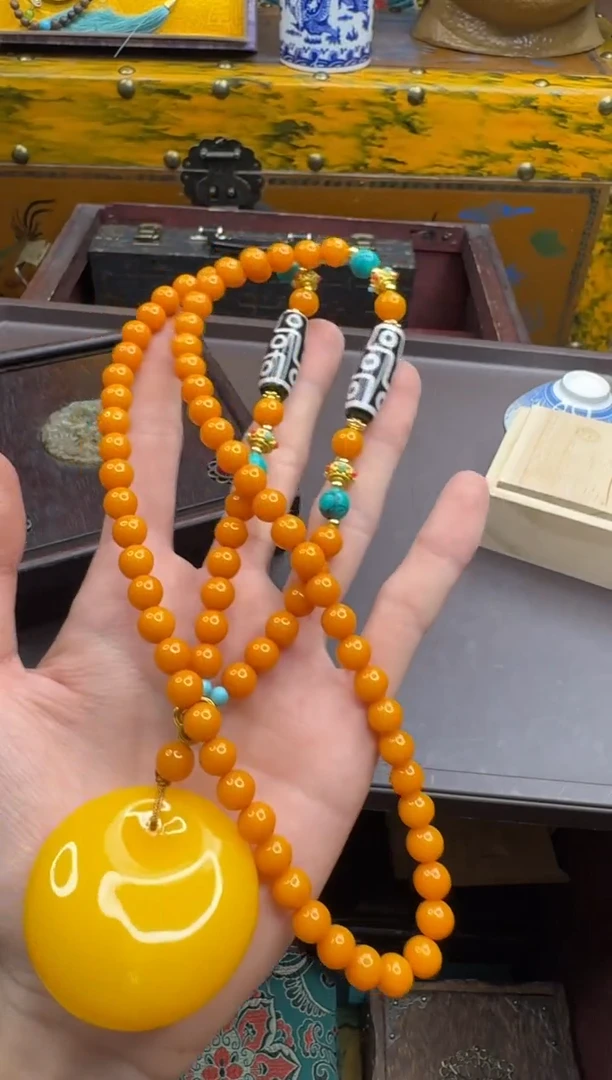 蜜蜡颈饰未镶嵌主播精品链接—————————大扣