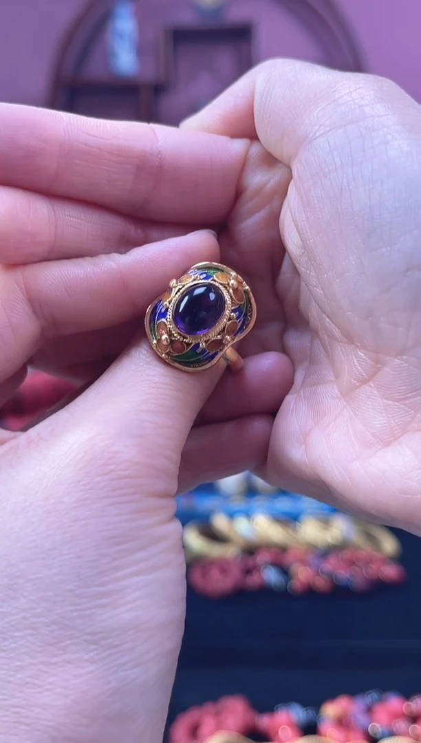 非遗 景花丝镶嵌 小蛮腰 开口戒