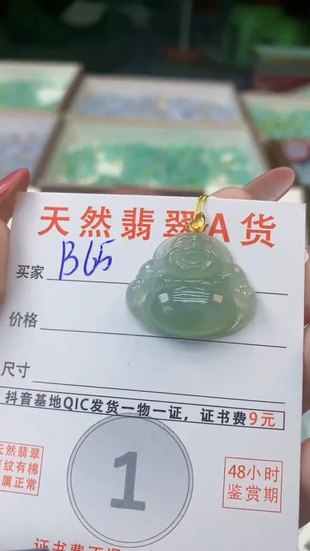 颈饰18K金镶嵌翡翠天然A货翡翠挂件