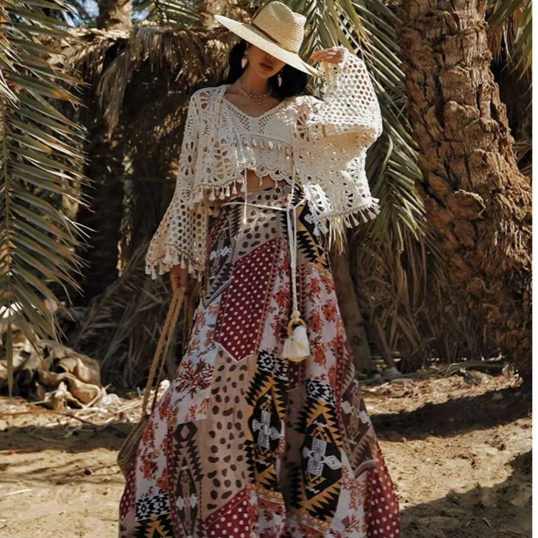 (扣号叫的名字的下单哦）森系流浪乞丐部落风棉蕾丝镂空罩衫