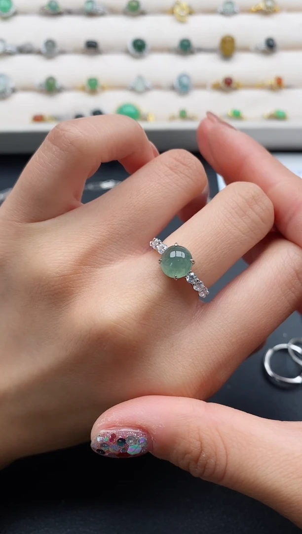 银S925镶嵌戒指翡翠111111111+4