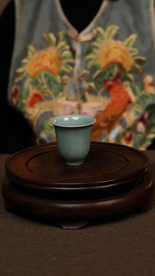 瓷片仿古天青全手闻香杯60ml 微瑕 不带礼盒