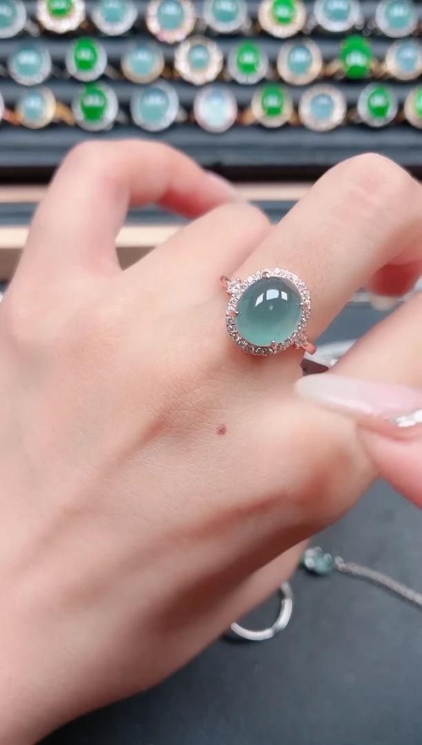 翡翠戒指银S925镶嵌111111