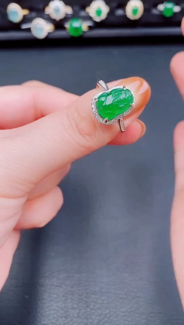 【闪购商品】翡翠戒指银S925镶嵌天然a货翡翠145