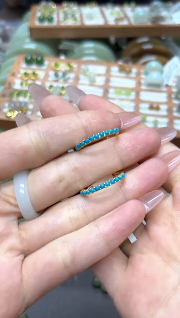 和田玉手镯未镶嵌银镶绿松开口戒指 多样拍一发一