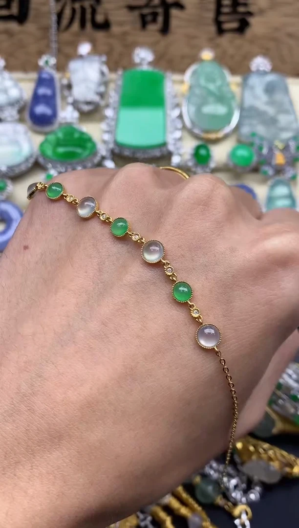 【闪购商品】翡翠手串18K金镶嵌294-中国好珍宝