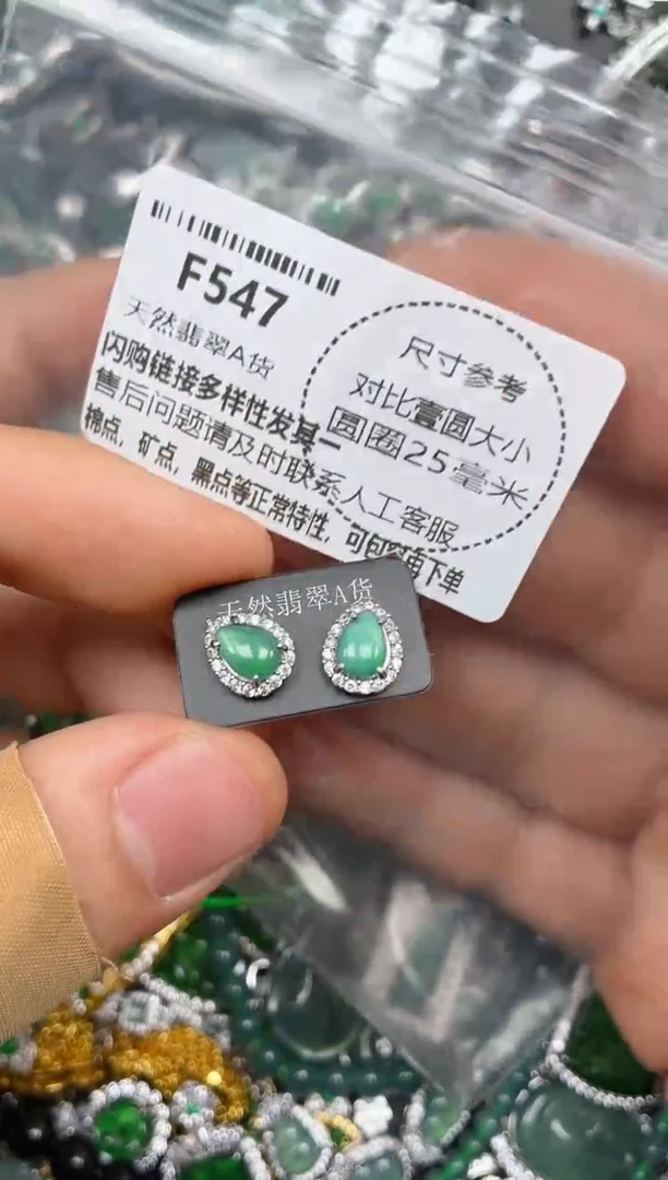颈饰未镶嵌翡翠F547耳钉