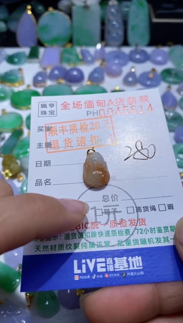 翡翠18K金镶嵌吊坠(不含链)貔貅