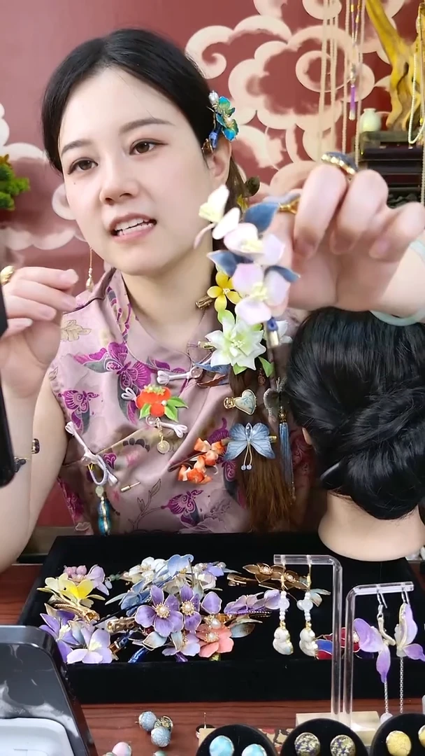 刺绣宋锦绒花002