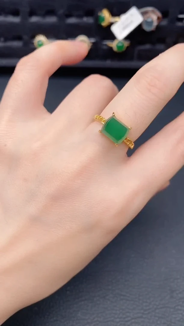 银S925镶嵌戒指翡翠天然a货翡翠429