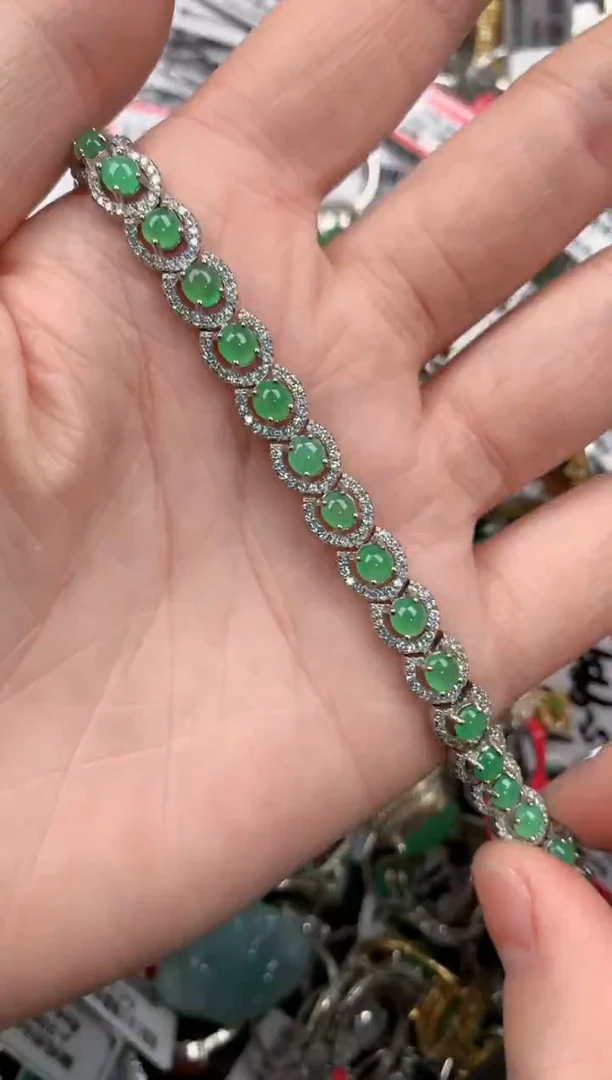 银S925镶嵌戒指翡翠55--9