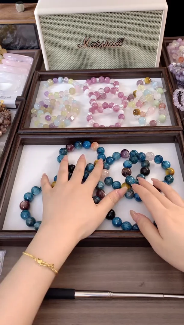 未镶嵌手链水晶桃禧 蓝磷辉金虎眼紫锂云母多宝