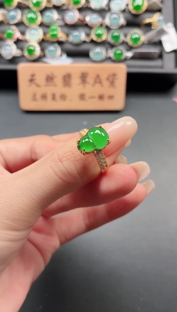 银S925镶嵌戒指翡翠11