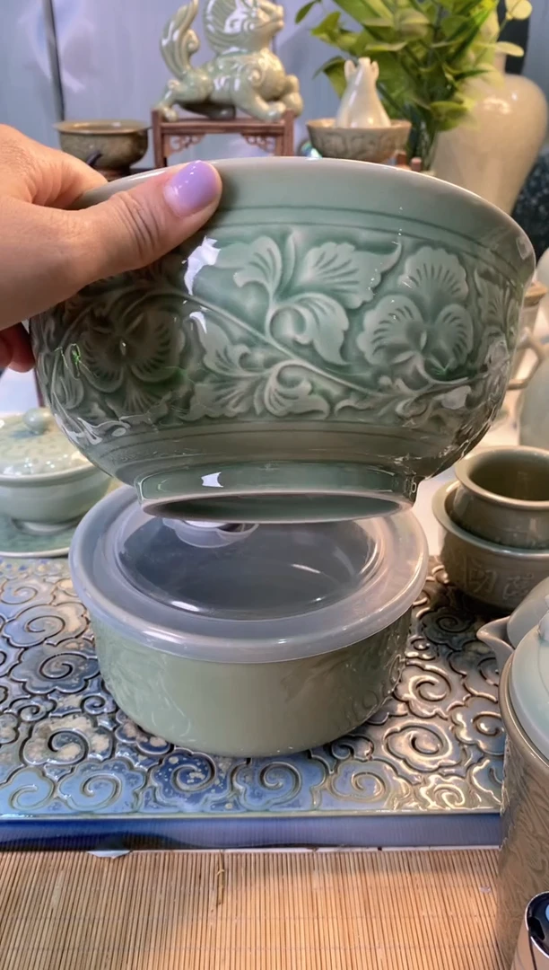 耀州窑8英寸宫廷牡丹大面碗【1只】b000046