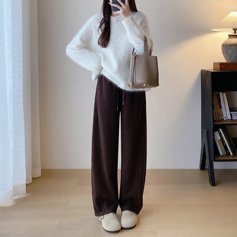 宝丫轻奢  T女式慵懒风宽松系带窄版直筒休闲阔腿裤K950