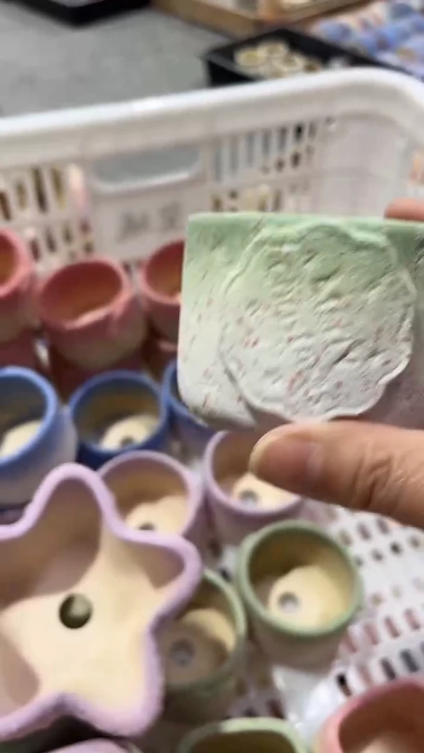 麦饭石粗陶多肉花盆6*5