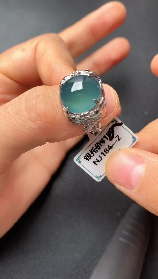 银S925镶嵌戒指翡翠22222222