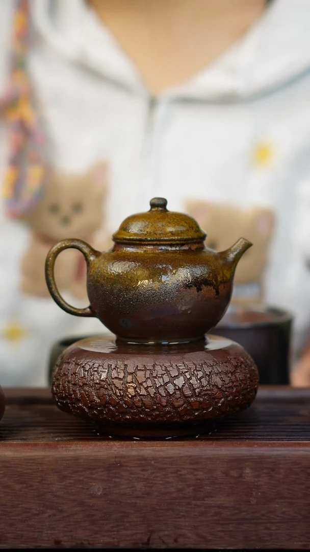 茶壶紫砂柴烧紫砂天青小苹果