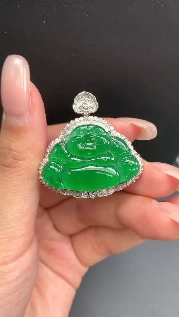 【闪购商品】翡翠颈饰18K金镶嵌佛公1583