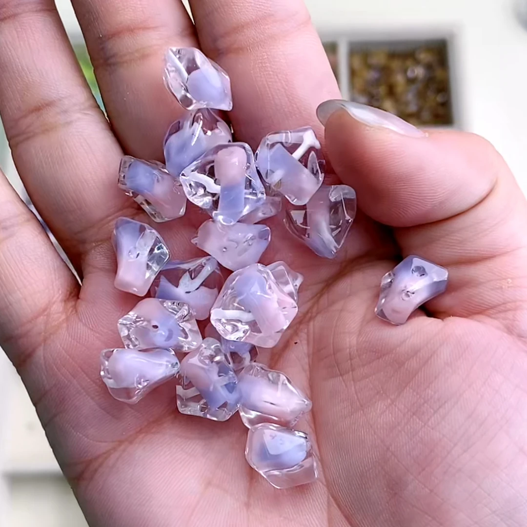 DIY饰品配饰 韩国胶定制珠 珠中珠双色隔珠 通孔散珠DIY手作材料