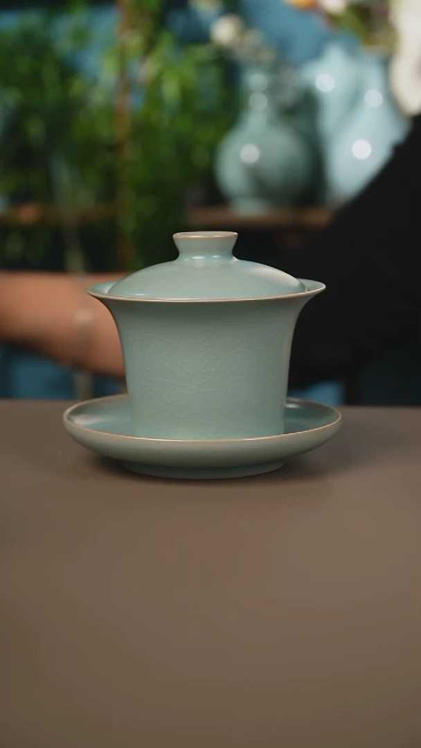 仿古马蹄盖碗微暇