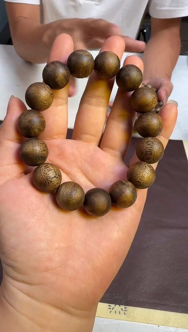 沉香手串窖藏款国香绿棋陆河古树正圆珠单圈15mm18g+多样性发1
