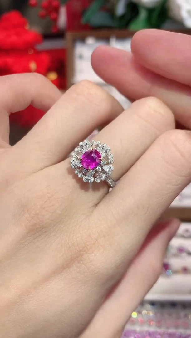 戒指蓝宝石18K金镶嵌ct/天然宝石/七天无理由