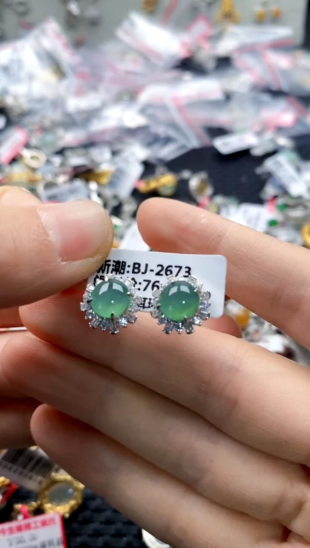 翡翠戒指银S925镶嵌2222---7