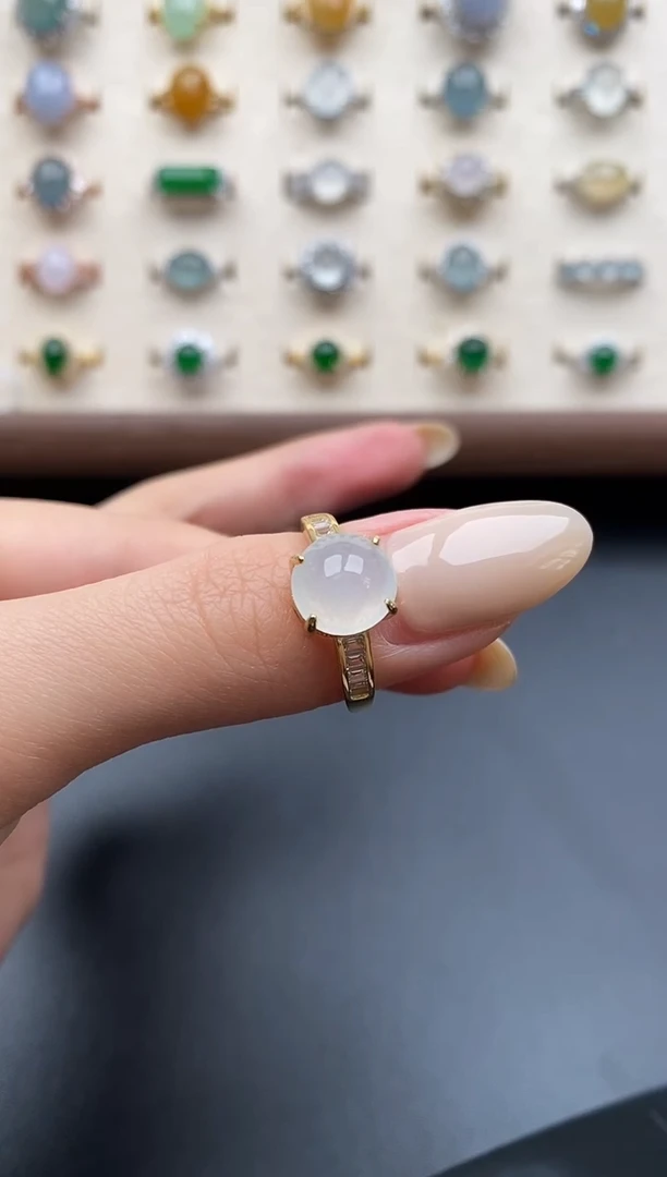 银S925镶嵌戒指翡翠一物一证一礼盒