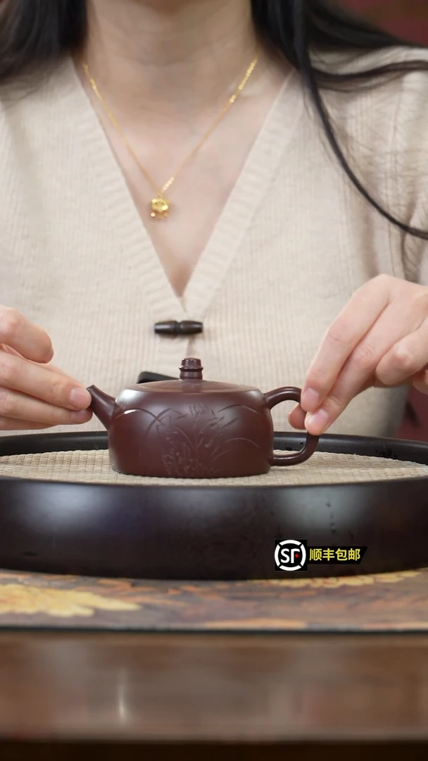 【闪购商品】紫砂茶壶J4608紫泥清秀井栏HMX